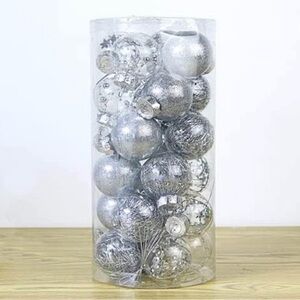 Silver Christmas Ornaments, banner, 4 pillow covers, garden flag & window decor